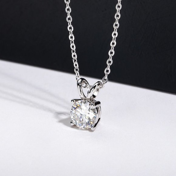 Certified 1ct. t.w. Moissanite Diamond Solitaire 4 Prone Pendant Necklace NEW - Picture 7 of 13